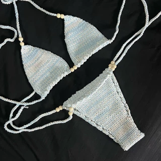 บิกินี่เซ็ต ถักไหมพรม 2ชิ้น | Bikini Knitting 👙(พร้อมส่ง)