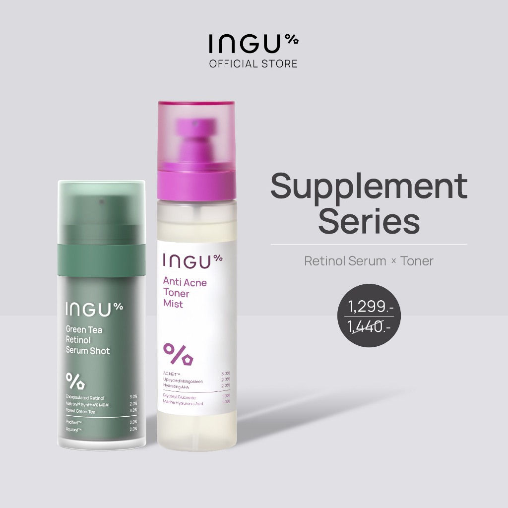 (Brand Week 15-21 มี.ค.69) INGU Green Tea Retinol Serum + Anti Acne Toner Mist