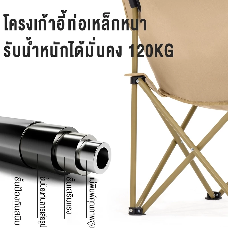 เก้าอี้สนามพับได้ พนักพิงสูง รับน้ำหนัก 300kg แถมถุงเก็บ thumbnail 5
