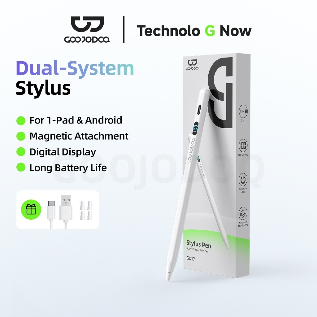 GOOJODOQ Universal Stylus แม่เหล็ก พร้อมจอแสดงผลพลังงาน For Android For หน้าจอสัมผัส