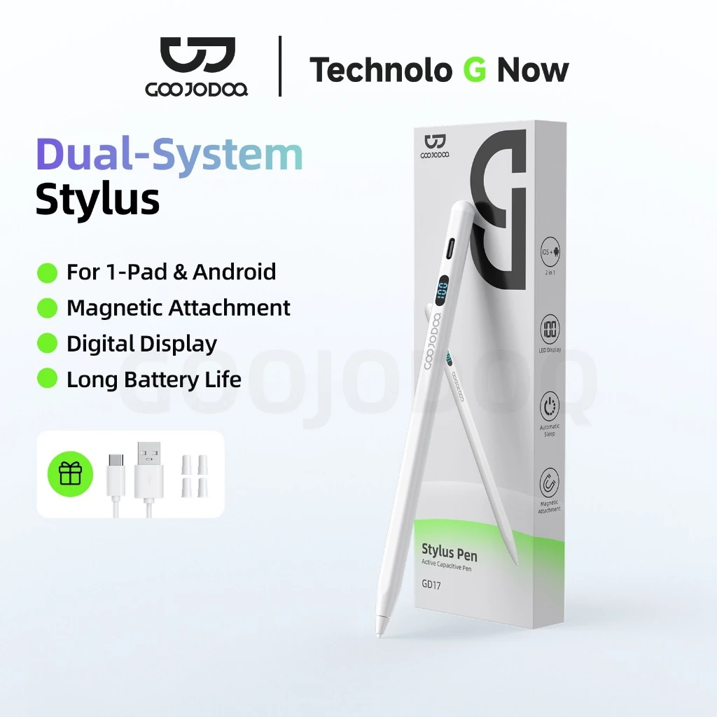 GOOJODOQ Universal Stylus แม่เหล็ก พร้อมจอแสดงผลพลังงาน For Android For หน้าจอสัมผัส