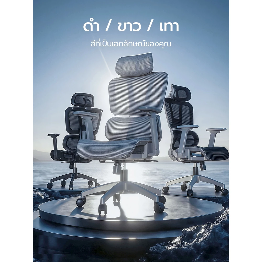 Xpanse LS996 เก้าอี้สุขภาพ ergonomic chair ที่รองหลังยืดหยุ่น หมอนหัวปรับได้ 4D office chair ผ้าตาข่ายระบาย เก้าอี้คอม thumbnail 9