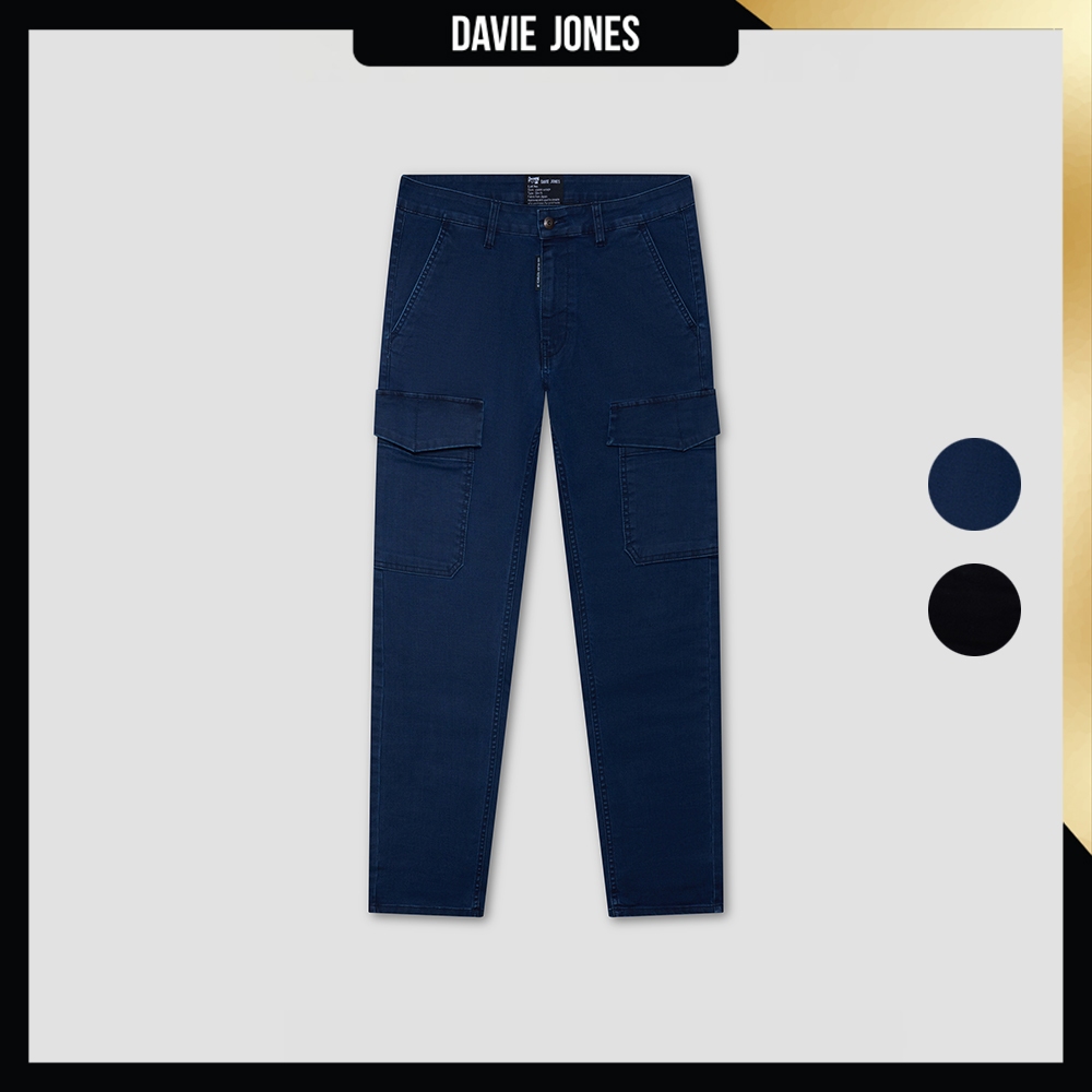 DAVIE JONES กางเกงคาร์โก้ Relax Fit Cargo CO0085 สีกรม ดำ ราคาพิเศษ