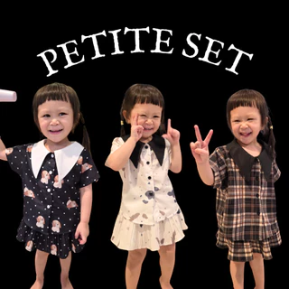 Longdopaws : Petite set ชุดเซ็ทเด็กผู้หญิง เสื้อ+กระโปรงอัดพลีท มีซับใน ผ้านิ่มใส่สบาย