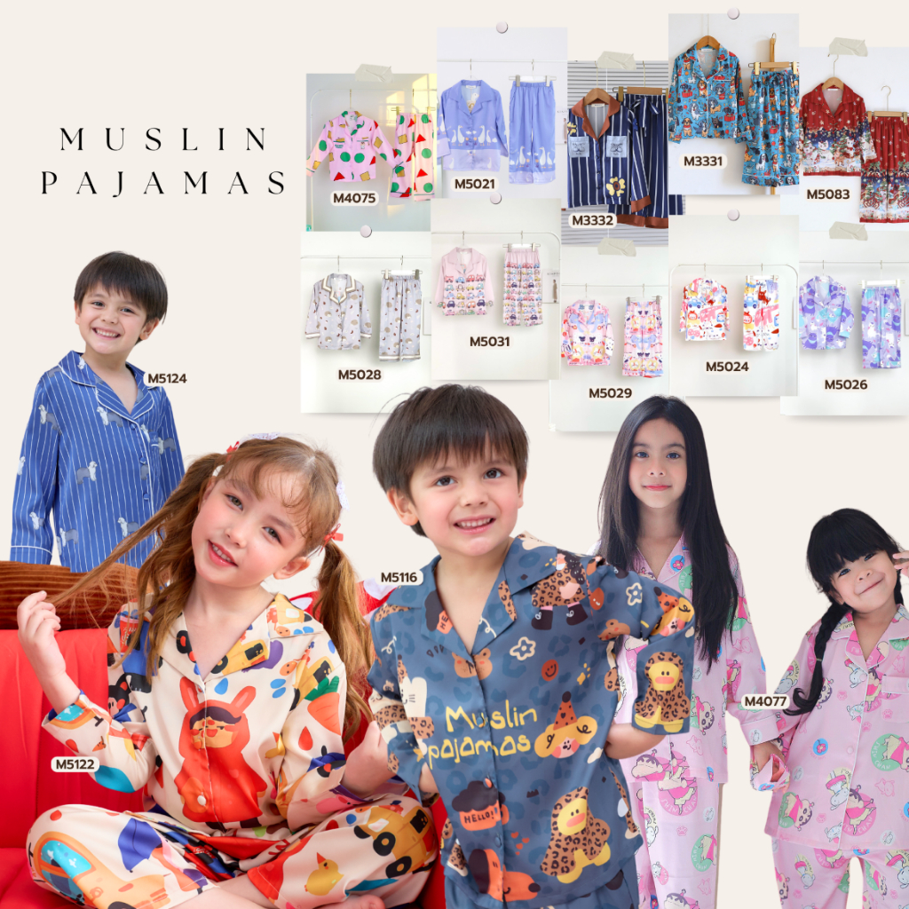 รวมชุดนอนเด็ก Muslin Collection Muslin Pet แขนยาวขายาว ขนาด 100-160 cm