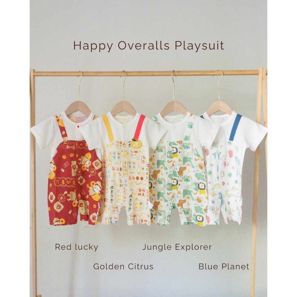 พร้อมส่ง🧸 ชุดเอี้ยมรอมเปอร์เด็ก Happy Overalls Playsuit รอมเปอร์ชุดเอี้ยมกางเกง ใส่ง่ายใส่สบาย เอี้ยมลายสัตว์ลายน่ารัก❤️
