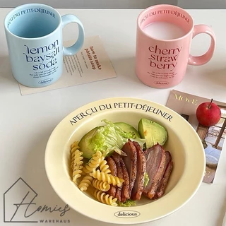 【พร้อมส่ง】🍽️ จานเซรามิก จานก้นลึก แก้ว สไตล์อังกฤษ วินเทจ คาเฟ่มินิมอล สุดน่ารัก เข้าไมโครเวฟได้