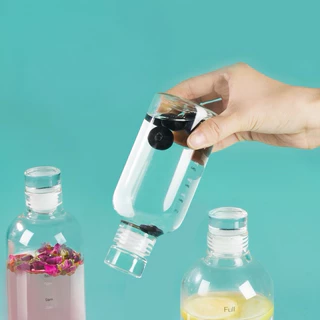 JRL ขวดน้ำแก้ว Borosilicate แบบพกพา ทนความร้อน สลับร้อน-เย็นได้ 300/500/750/1000 ml (สีใส) ฝาแน่นสนิท