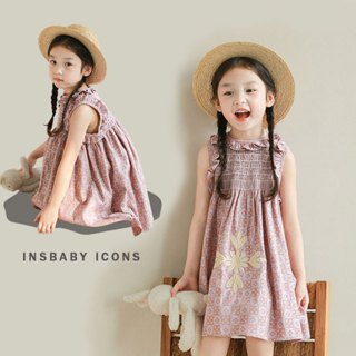 INSbaby🍒ชุดเดรสแขนกุด สําหรับเด็กผู้หญิง ลายน่ารัก สไตล์เกาห…