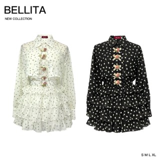 C578 BELLITA BRAND ชุดเซ็ทเสื้อ เกาะอก กระโปรงระบายชั้น แต่ง…