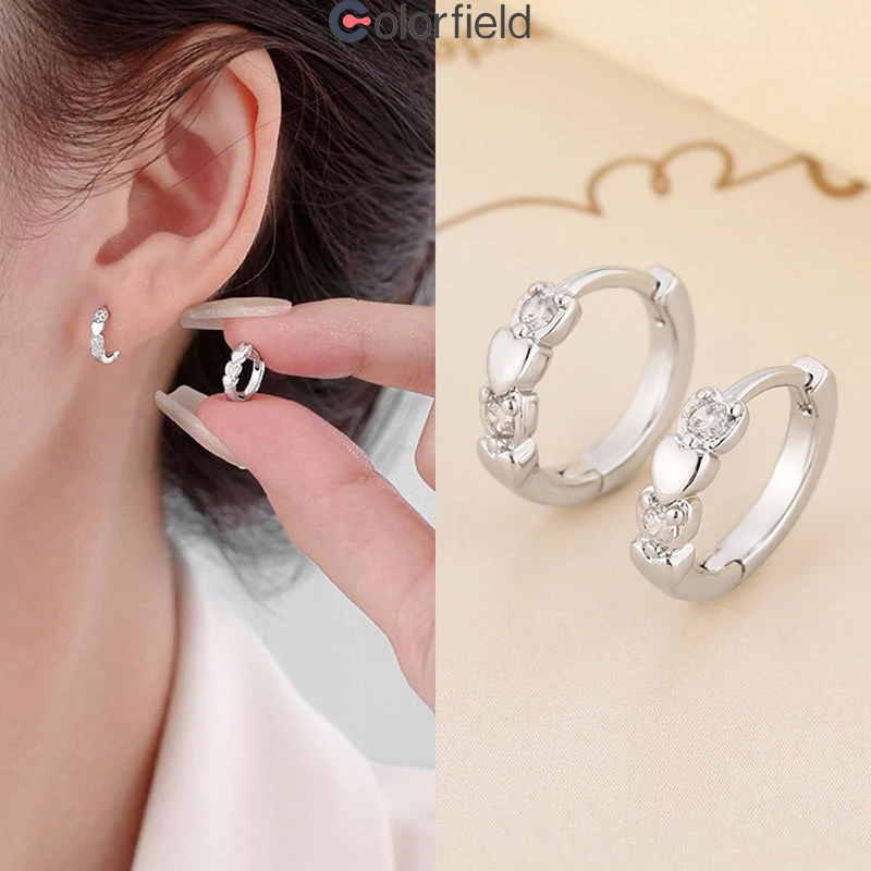 Colorfield S925ต่างหูสตั๊ด หัวใจ เพทาย ขนาดเล็ก สวยหรู ความรู้สึกระดับไฮเอนด์ สำหรับผู้หญิง-COD💖
