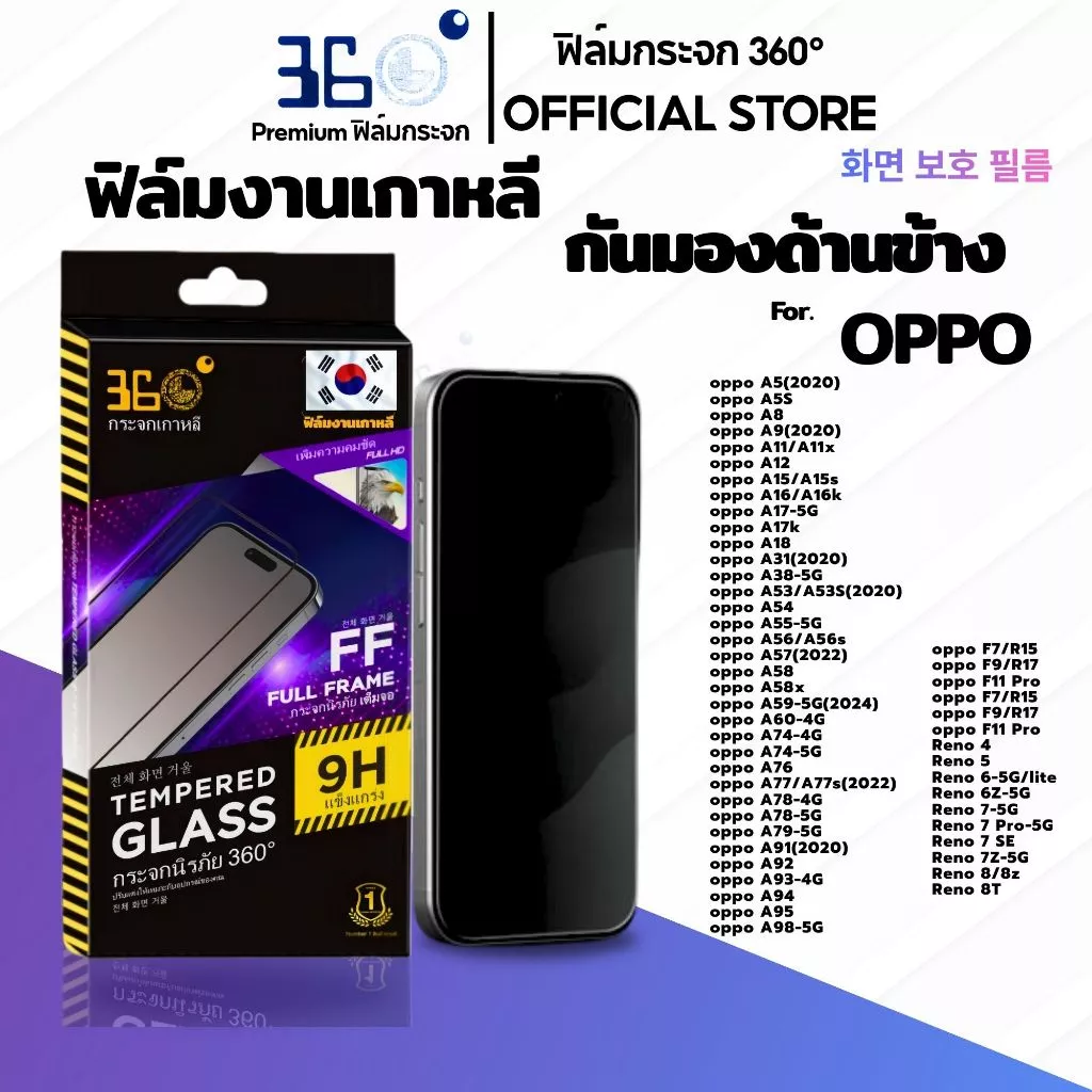 [🇰🇷360°] ฟิล์มกระจกคริสตัลกันเสือก/กันมอง Oppo A6C A6 a5pro a3x a6pro a78 a3pro a18 a79 a60 a76 5G thumbnail 3