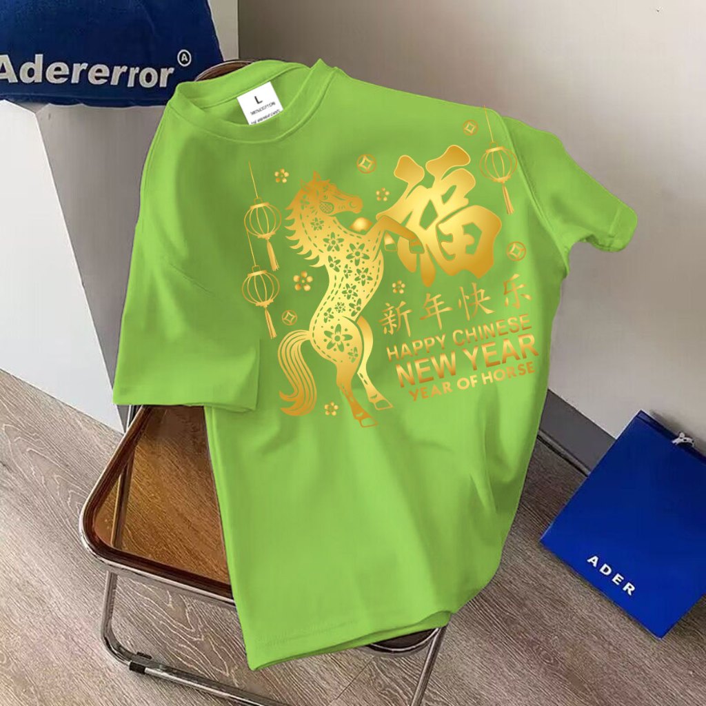 BK-1459-SHORT เสื้อยืดลายHappy Chinese New Yearพร้อมส่ง10สีลายขายดีตามเทรนด์ ลายน่ารัก สีสันสดใสน่ารัก ใส่ได้ทั้งญและช - รูปที่ 4