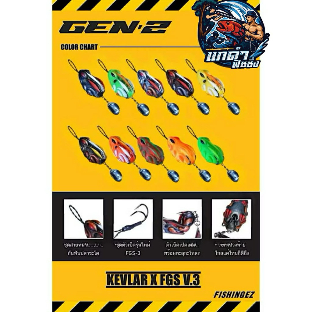 กบยางFISHINGEZ GEN 2 V.3 ขนาด3.8 cm. หนัก7กรัม(กบยางตกปลาช่อน)