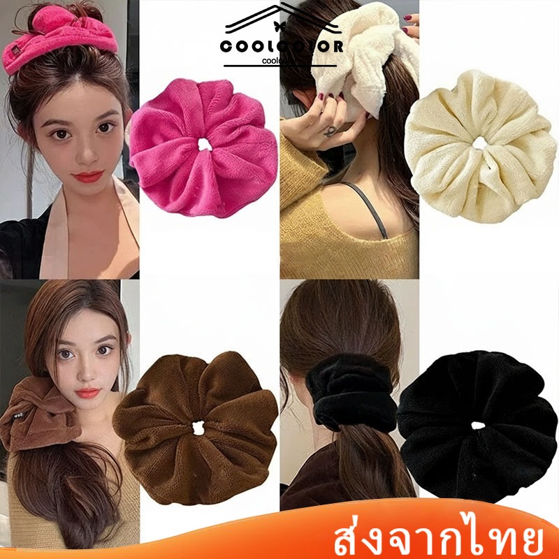 ในไทย💖ยางรัดผม ผ้าเช็ดตัว ผ้ากํามะหยี่ขนนิ่ม ความยืดหยุ่นสูง แฟชั่นหวาน สไตล์เกาหลี เด็กนักเรียนสำหรับผู้หญ.COD