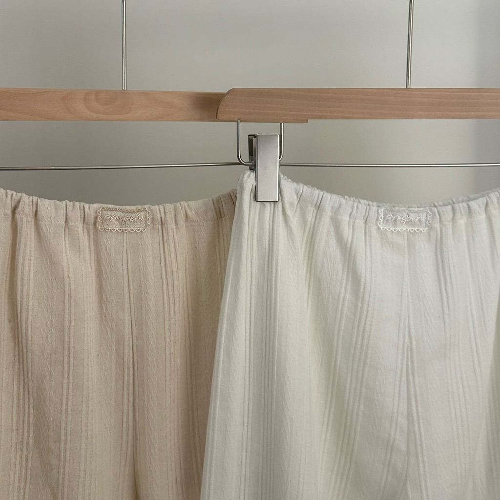 (พร้อมส่ง)Simple voile pant กางเกงขายาวผ้าฝ้ายเอวยางยืด กางเกงชายหาด รูปที่ 6