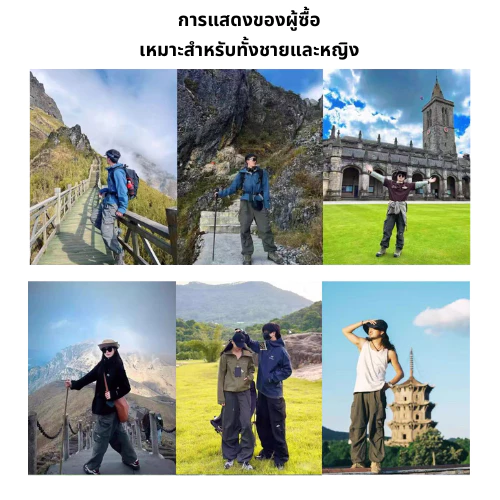 SHEESHกางเกงคาร์โก้ผู้ชายขายาวทรงหลวม M-5XL กางเกงเดินป่า แคมป์ปิ้ง ผ้าหนาทรงสวย ยับยากรีดง่าย สีดำ ใช้ได้ทั้งชายและหญิง thumbnail 7