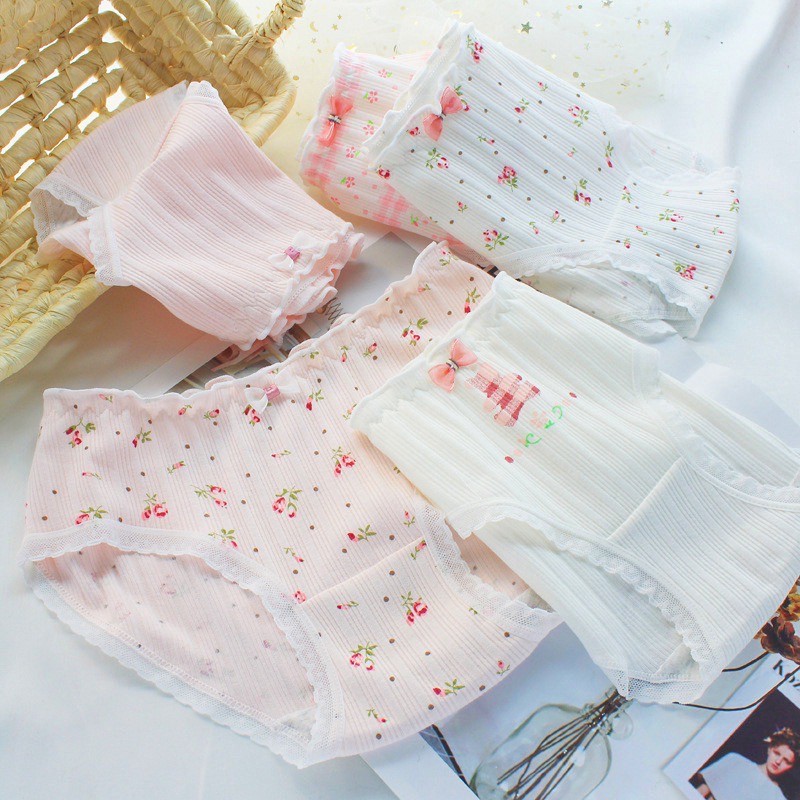 E62 กางเกงในน่ารัก เซ็ตสีชมพู ใส่สบาย มีหลายลายให้เลือก พร้อมส่ง