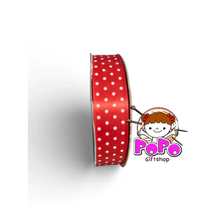 ริบบิ้นผ้าต่วน ลายจุด 7 สี สูง 2.2 ซม 100 ซม 10 บาท