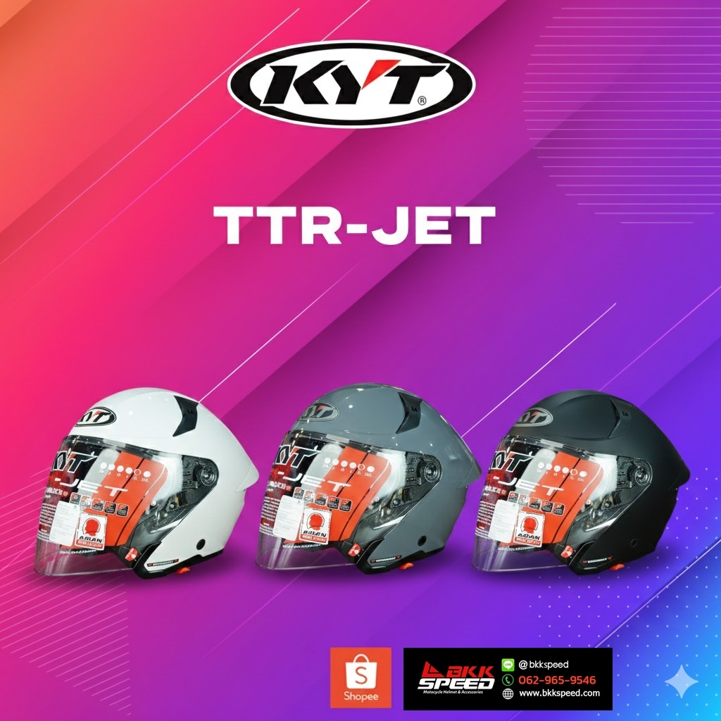 KYT TTR JET Solid สีล้วน หมวก openface แว่น 2 ชั้น รุ่นใหม่ (มีให้เลือกหลายสี)