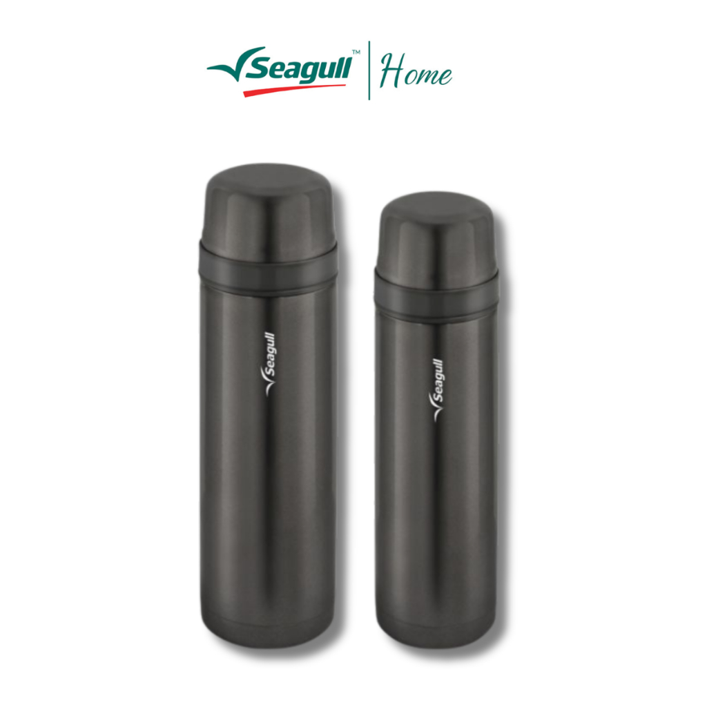 Seagull กระติกน้ำสุญญากาศเออเบิ้น 0.5 / 0.75 ลิตร (ดำ) ฝาเกลียวหมุน ปิดสนิท น้ำไม่หก