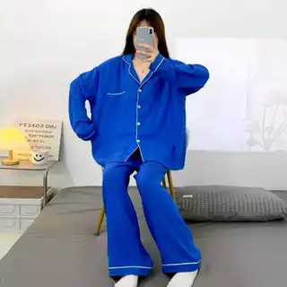 ชุดนอนผ้าไหมญี่ปุ่น เเขนยาว-ขายาว บิ๊กไซส์ อก52