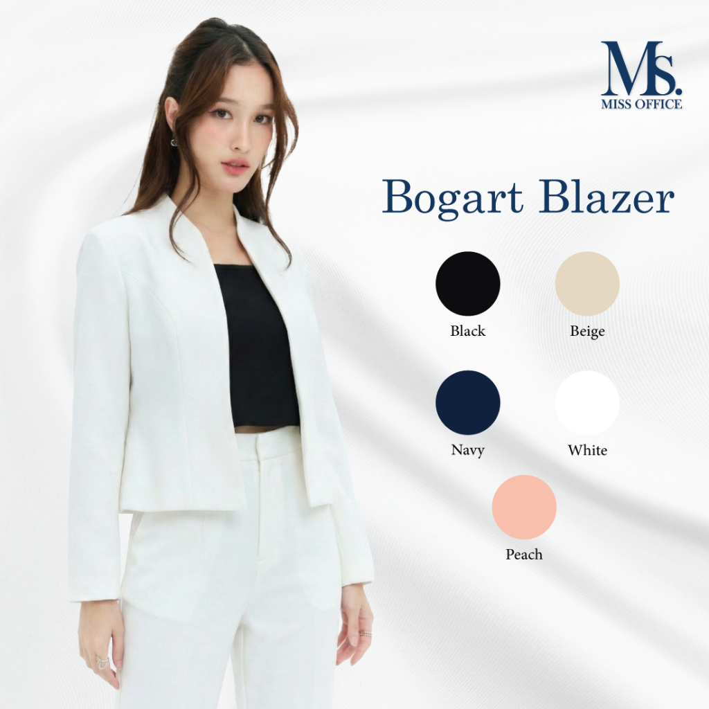 Miss office เสื้อครอปคลุมเเขนยาวคอปีน (MB-031)