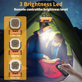 พัดลมแคมป์ปิ้ง 20000 mAh พัดลมตั้งโต๊ะ Cordless Camping Fan มาพร้อมไฟส่องสว่าง ใช้ได้นาน พัดลมพกพา USB