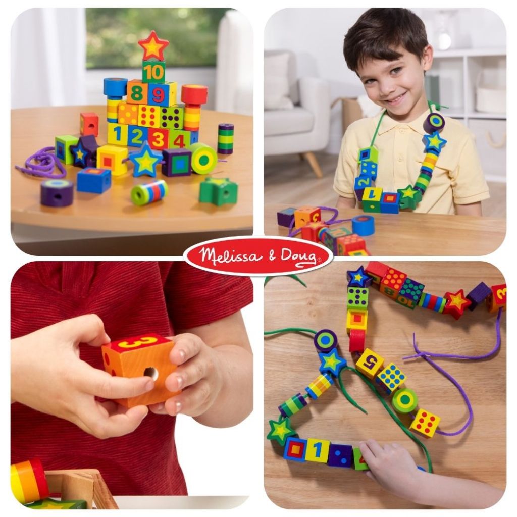 Melissa & Doug خرز لضم بالأشكال والألوان والأرقام — صورة 7