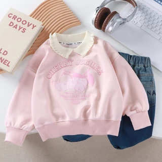 Babyonline(Y017)2J3-4 (ส่งด่วน1วัน)เสื้อแขนยาวสเวตเตอร์กันหนาวผ้านิ่มคอปกสำหรับเด็กหญิงลายน่ารัก