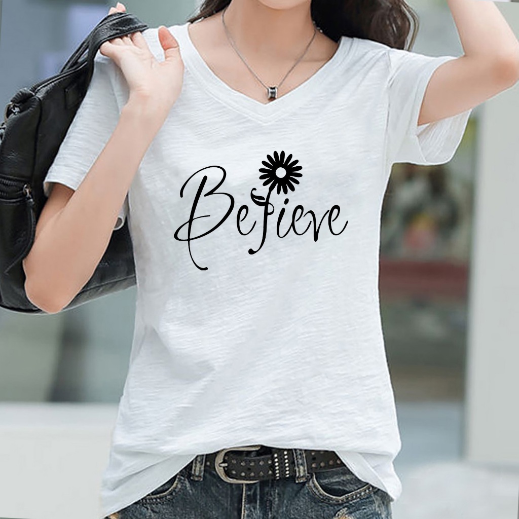 เสื้อยืดคอวี Befire ไม่ย้วย ไม่หด ผ้านุ่ม ไม่ขึ้นขุย Cotton100% High quality V102
