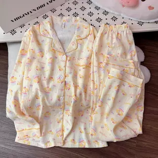 BIGSIZE ชุดนอนผ้าไหมญี่ปุ่นสำหรับสาวอวบ แขนยาว-ขายาว อก 46-52 นิ้ว ลายการ์ตูนน่ารักๆมินิมอล