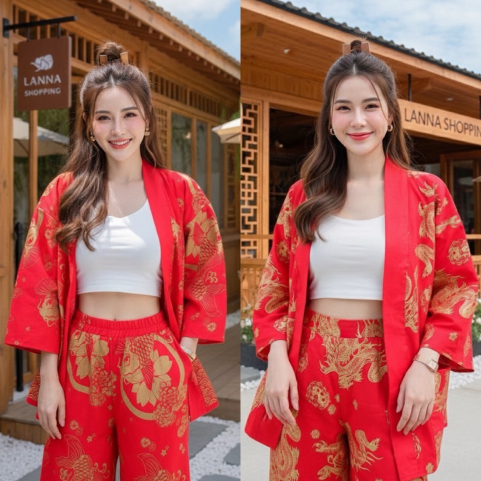 เสื้อสีแดง ผ้าฝ้ายเชียงใหม่ #เสื้อตรุษจีน - รูปที่ 5