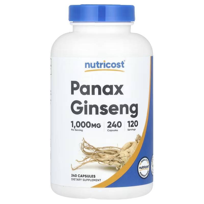 โสมเกาหลีสกัด Nutricost, Panax Ginseng, 500 mg 240 Capsules (1000 mg per Serving)