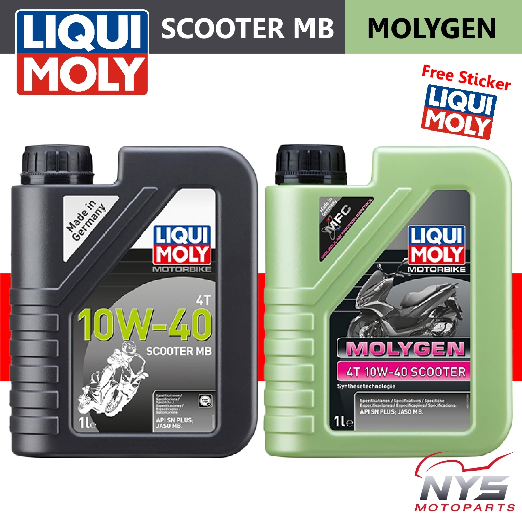 Liqui Moly Scooter MB 10W-40/Liqui Moly Scooter MOLYGEN 10W-40ขนาด1L น้ำมันเครื่้องสำหรับรถจักรยานยนต์ออโตเมติกโดยเฉพาะ