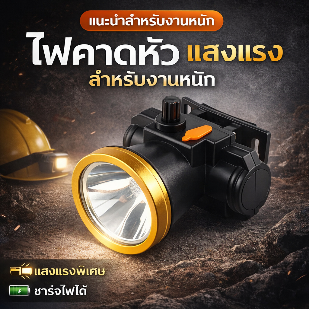 【🔥🔥🔥ซื้อ1แถม1】ไฟฉายคาดหัว LED สว่างไกล ปรับแสงได้ เหมาะสำหรับเดินป่า