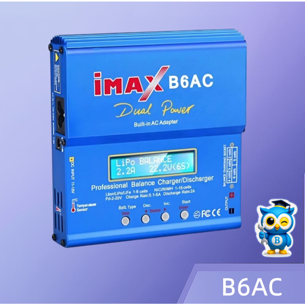 Imax B6ac เครื่องชาร์จ แบตเตอรี่ T Plug + หัวแปลงXt60 เนกประสงค์ balance charger มีปลั๊กหลายแบบ LiPo Li-ion Battery Disc