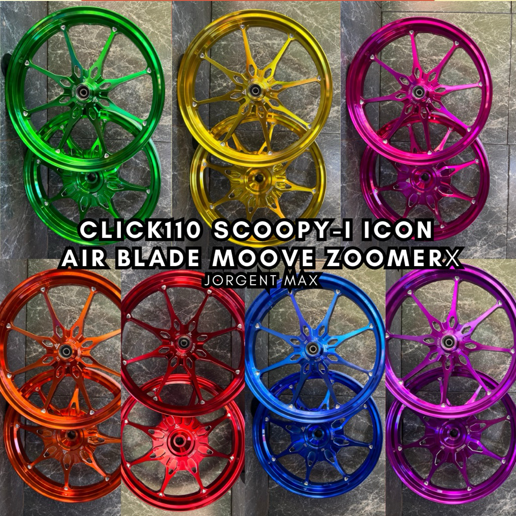 ล้อแม็ก CNC Click110,Scoopy-i,i-Con,Spacy-i,Zoomer-X,Moove,Air blade ขนาด 1.85/2.15 * 14 แถมลูกปืนฟรี