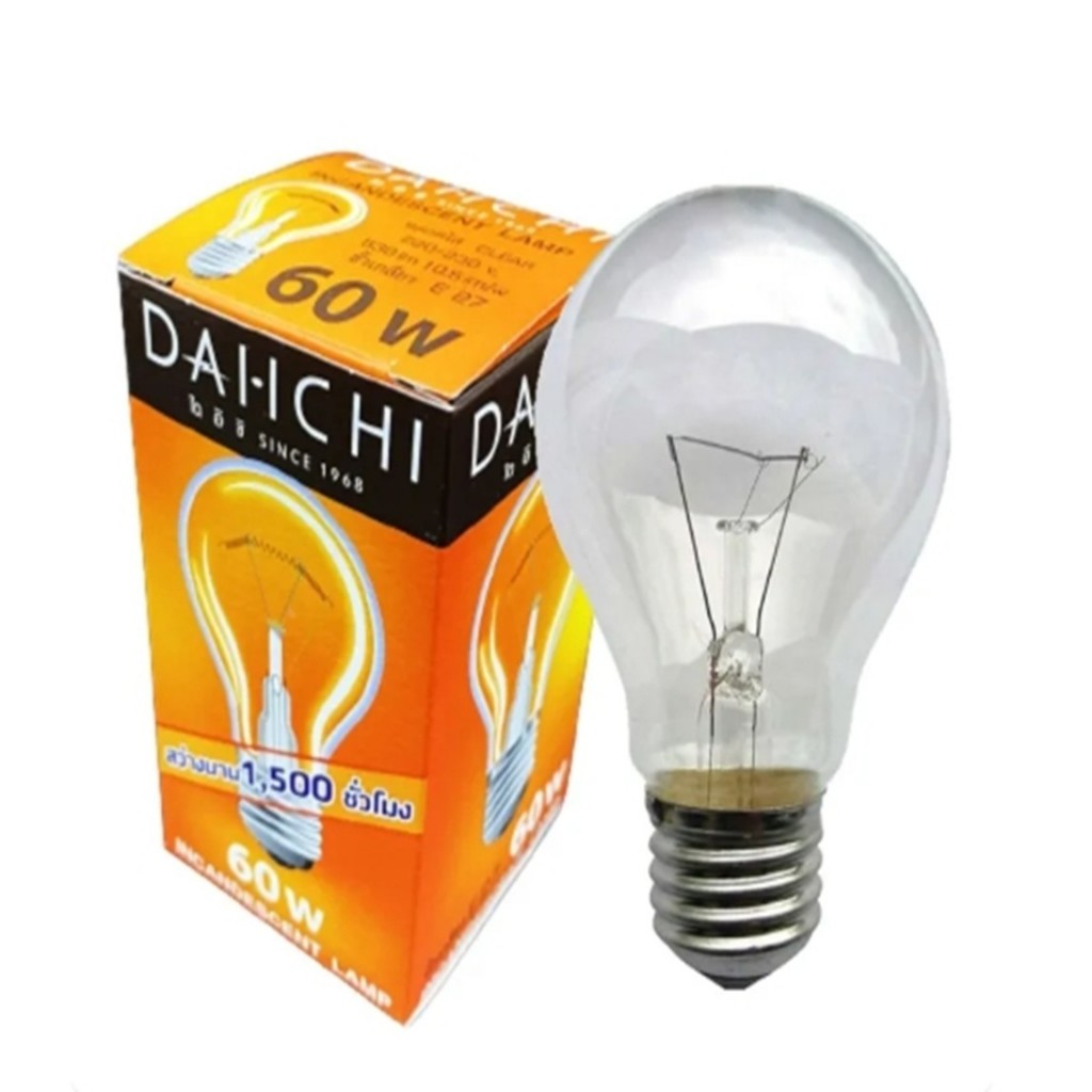หลอดไส้ DAI-ICHI 40w ,60W,100W วัตต์ ขั๊ว E27 หลอดไฟให้ความร้อน