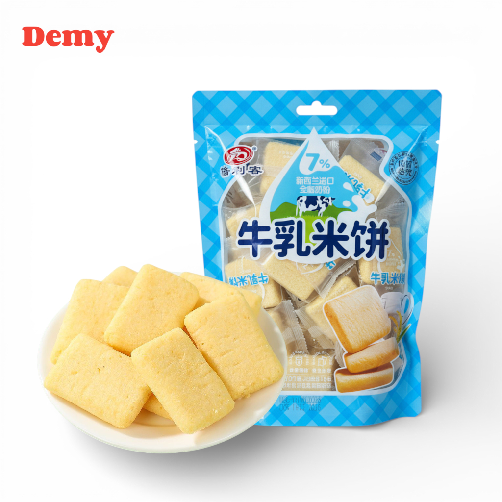 ขนมบิสติก ข้าวหอม รสนม ตราเดมี่  (ขนาด 100 กรัม/ห่อ)