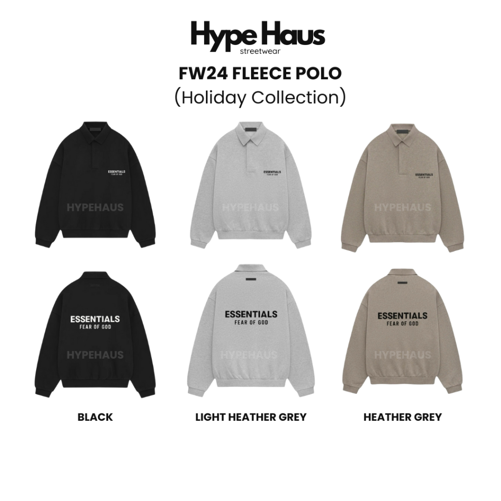 [แท้✅ พร้อมส่ง]  Essentials FW24 Fleece Polo Long Sleeve - Holiday Collection (โลโก้ยาง)