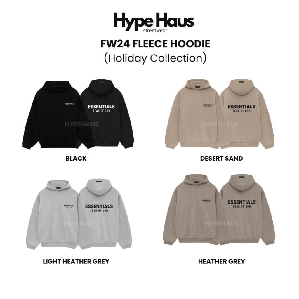 [แท้✅ พร้อมส่ง]  Essentials FW24 Fleece Hoodie Holiday Collection (โลโก้ยาง)