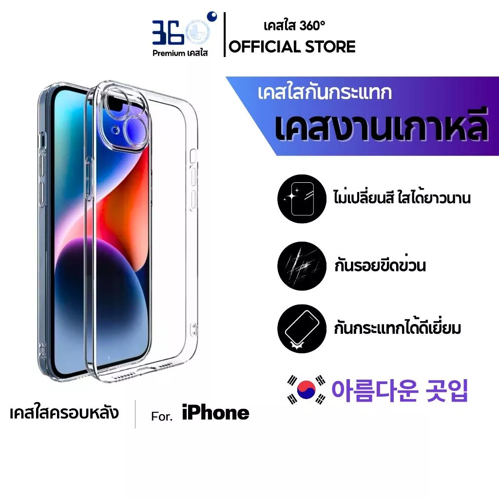 [🇰🇷360°] เคสใสกันกระแทก iPhone 4มุมTPU เคสไอโฟน 17e 17 17promax 16 15 16promax 13 17pro 15promax 16pro air