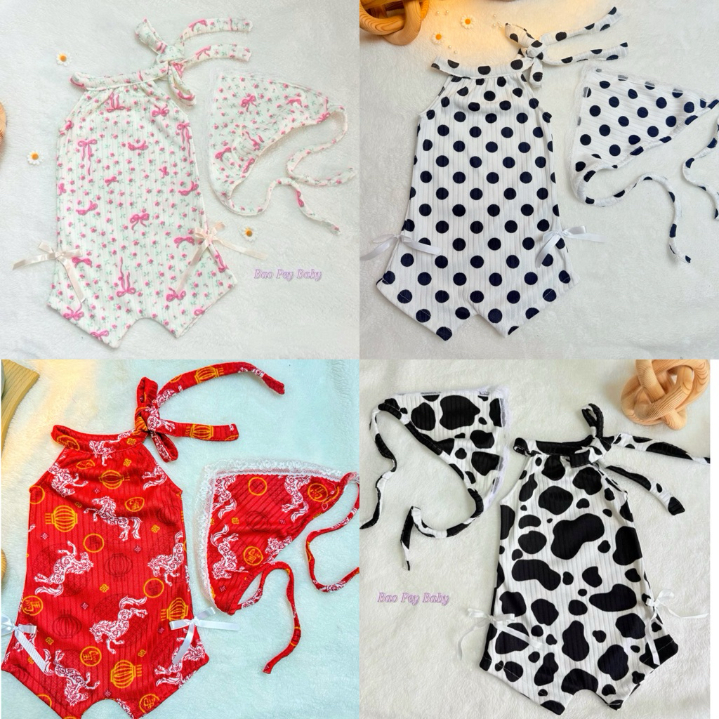 🔥ส่งไว จากสมุทรปราการ (รหัส H14)จั๊มพุงป่องผ้าร่องไฮโซรหัส(มัดคอ) 4-13 กิโลกรัมฟรีโพกผม