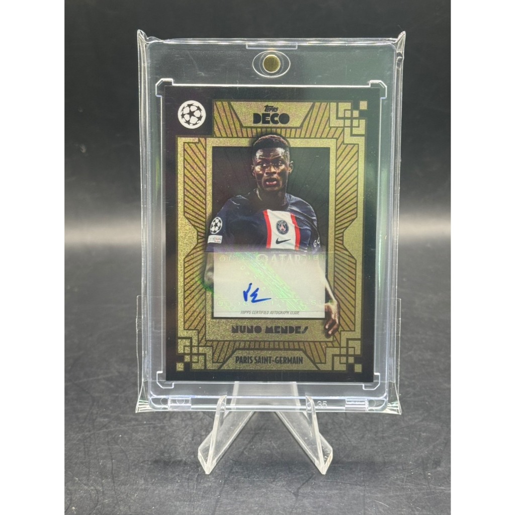 [ลายเซ็นแท้!] การ์ด Nuno Mendes 2022 Topps Deco UEFA Champions League Auto PSG
