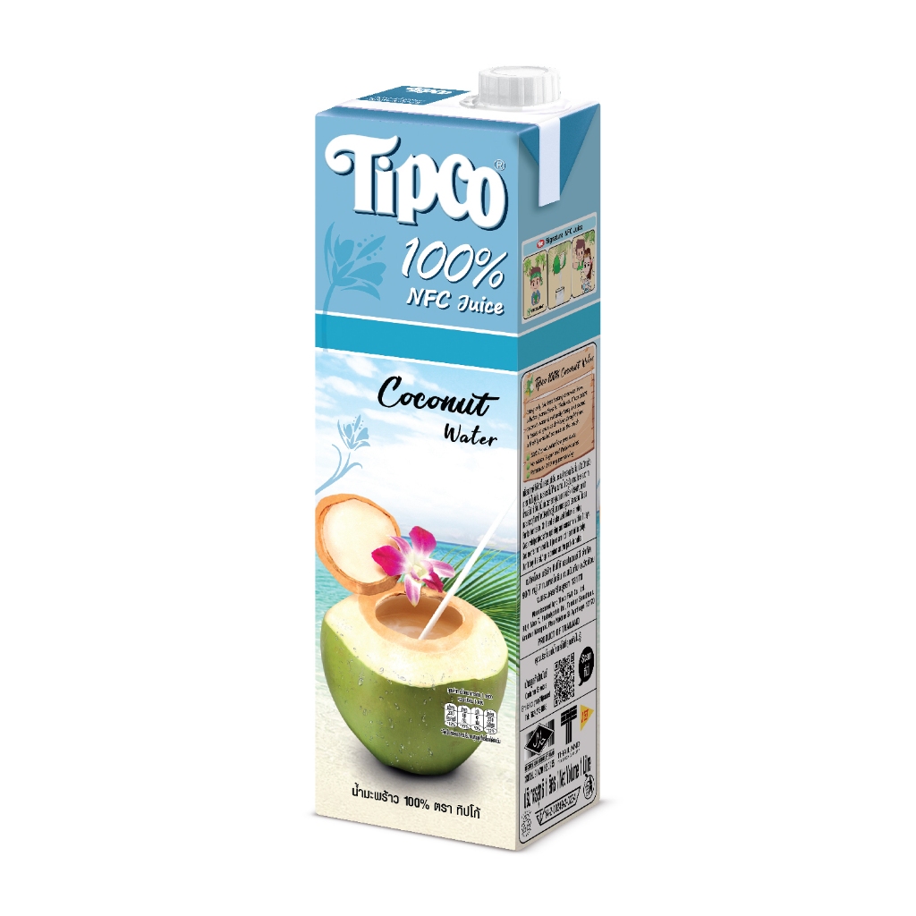 TIPCO น้ำมะพร้าว 100% Coconut water ขนาด 1000 มล. 1 กล่องฟ้า