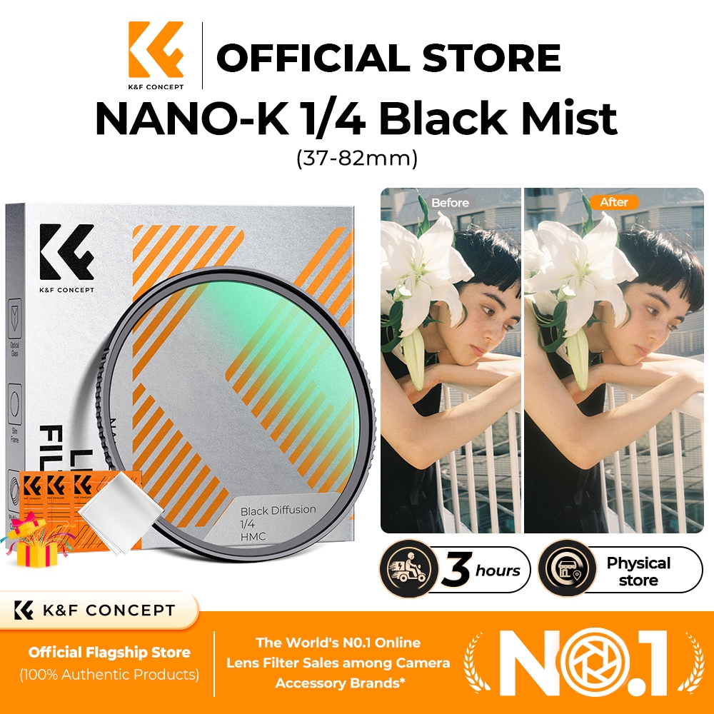 K&F CONCEPT NANO-K Camera filters 1/4 Black Mist Filter ไฮเปอร์โบลิก ชวนฝัน สำหรับการถ่ายภาพบุคคล