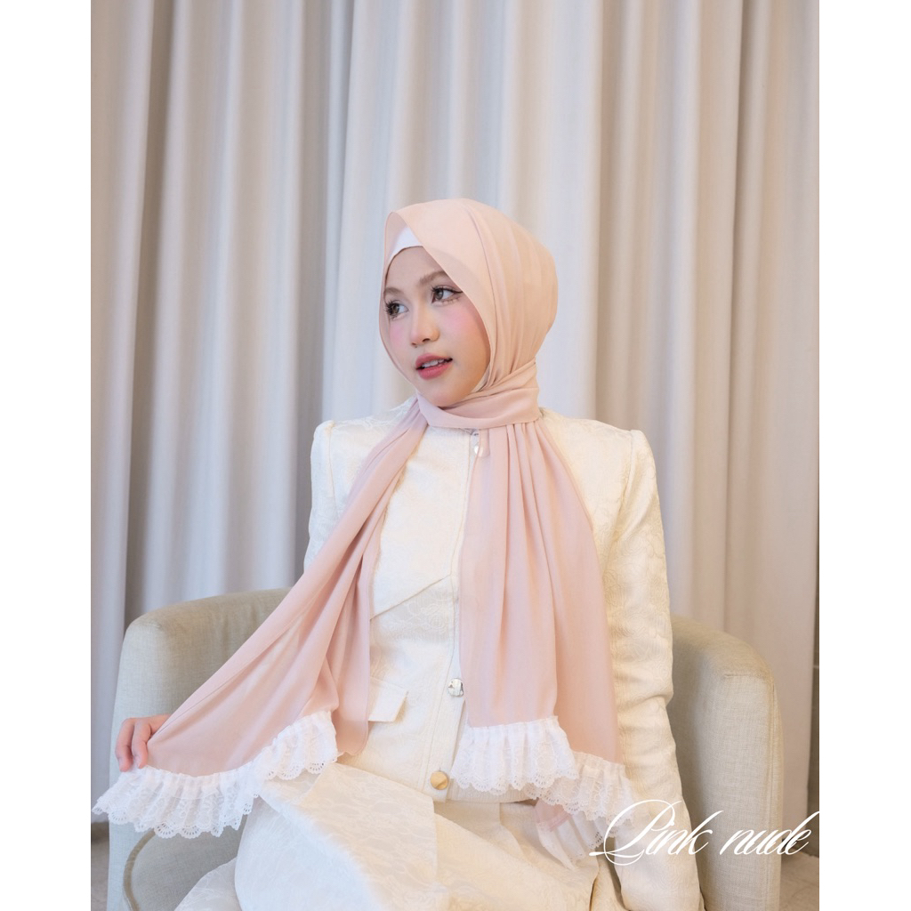 Premium chiffon hijab ifrane❄️(ผ้าชีฟองพรีเมี่ยมติดลูกไม้)