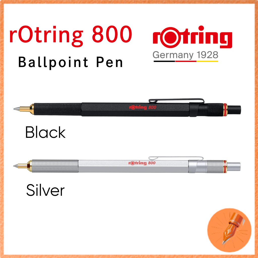 ROTRING 800 Silver Ballpoint Pen, Retractable Storage Type, Oil-Based, 2032580, Authentic Imported P