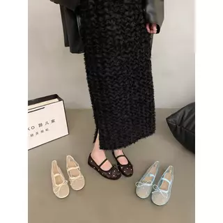 รองเท้าบัลเล่ต์ทรงแฟลตน่ารัก สวมใส่สบายสำหรับผู้หญิง "แนะนำให้ซื้อขนาดใหญ่กว่าปกติหนึ่งไซส์"